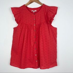 Madewell; Ruffle-Sleeve Bib Top